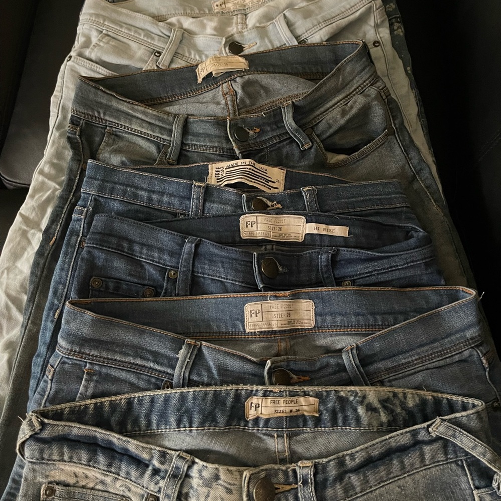 Free people jeans size 26 ,7 pairs for$65